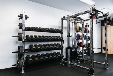 Dumbbell and Kettlebell Storage Shelf