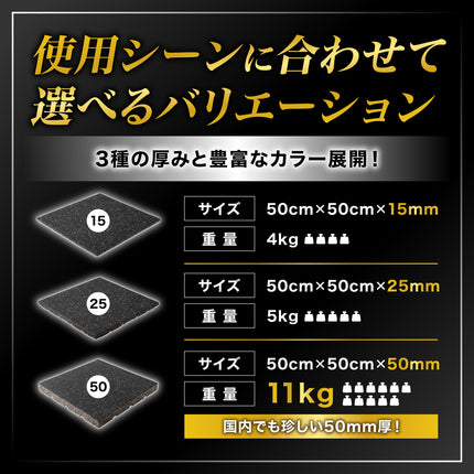 ジム用ゴムマット 50cm角 50mm